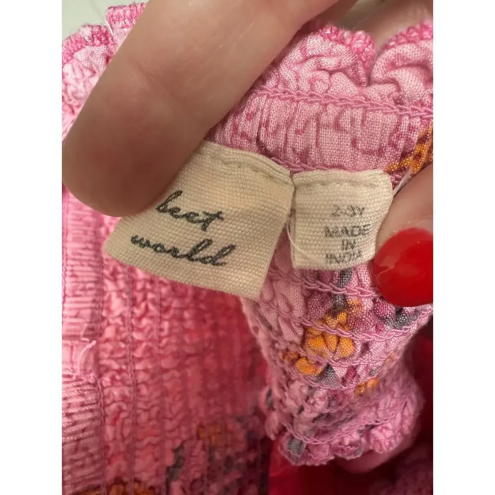 Beet World Girls Pink Spaghetti Straps Smocked Dress Size 2-3Y